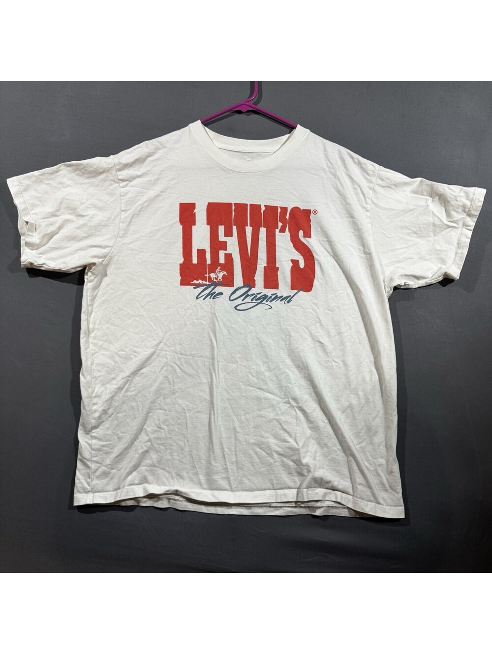 Levi's The Original Graphic T-Shirt White Vintage Fit Short Sleeve Men's Large